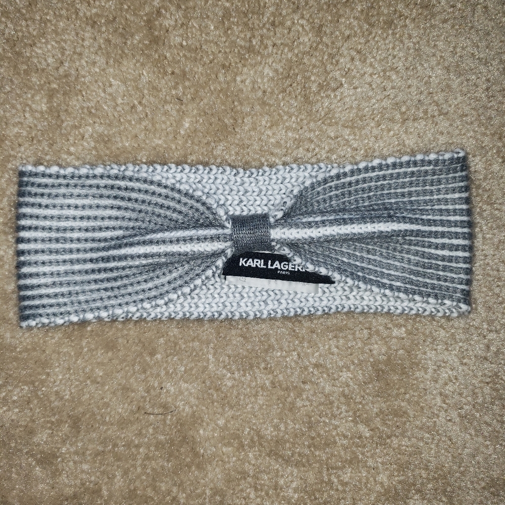 Karl Lagerfeld grayand white winter head band